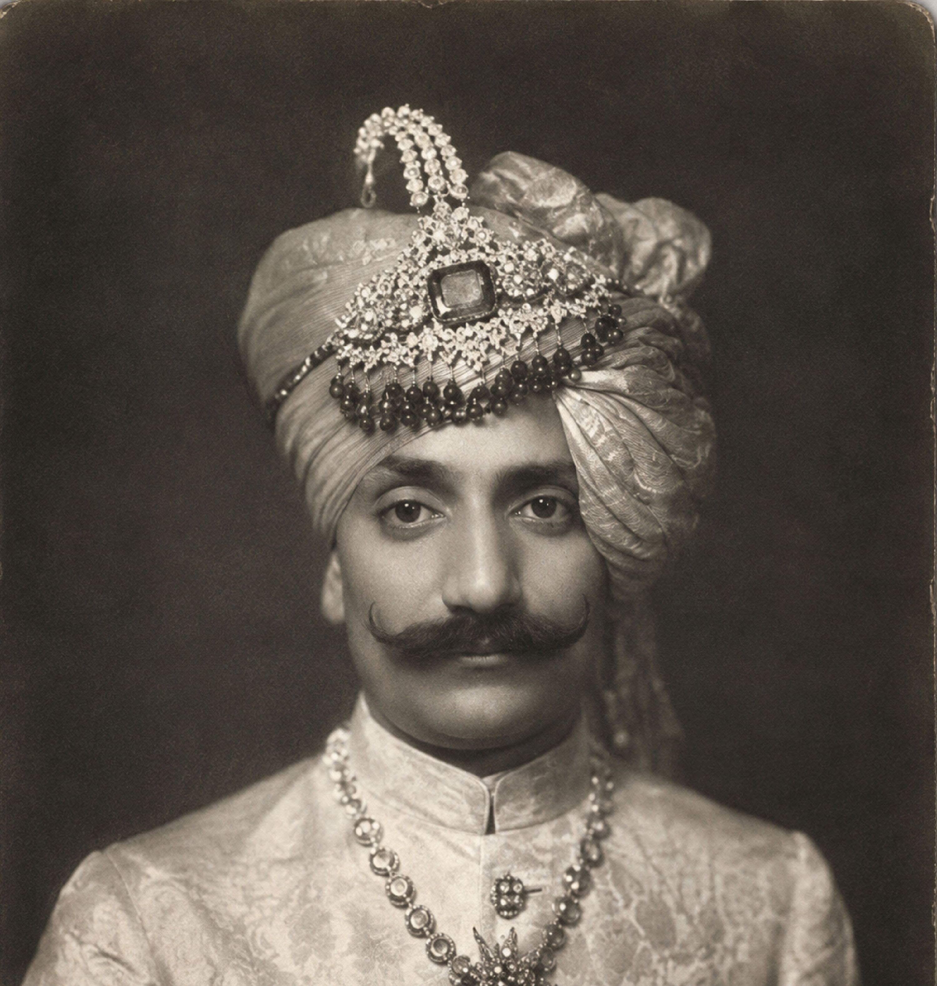 Early twentieth-century portrait of a maharaja wearing a diamond sarpech on his turban
